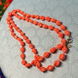 Sarah Coventry coral color vintage signed necklace